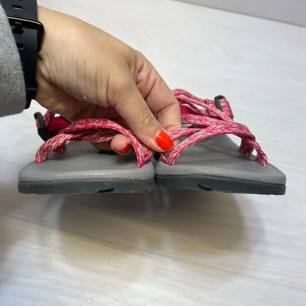 Chaco ZX/1 Ecotread Strappy‎ Sandals Kids Size 3 Pink White Sport Hiking Comfort